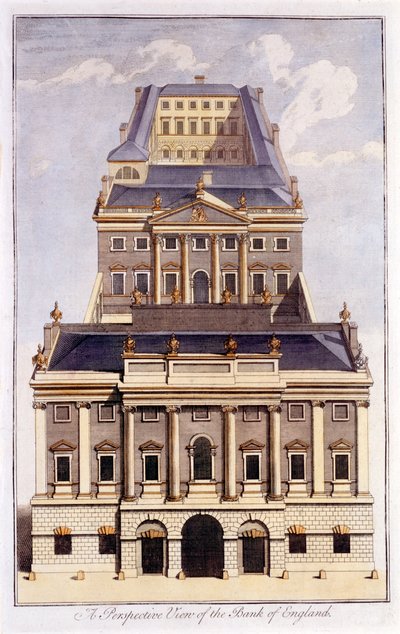 A perspective view of Bank of England, late 18th century by B. Cole